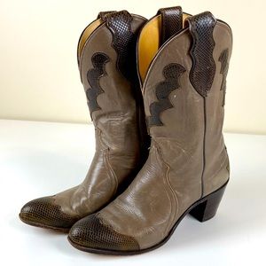 Justin Western Cowgirl Faux Snakeskin Heeled Boots women’s 9